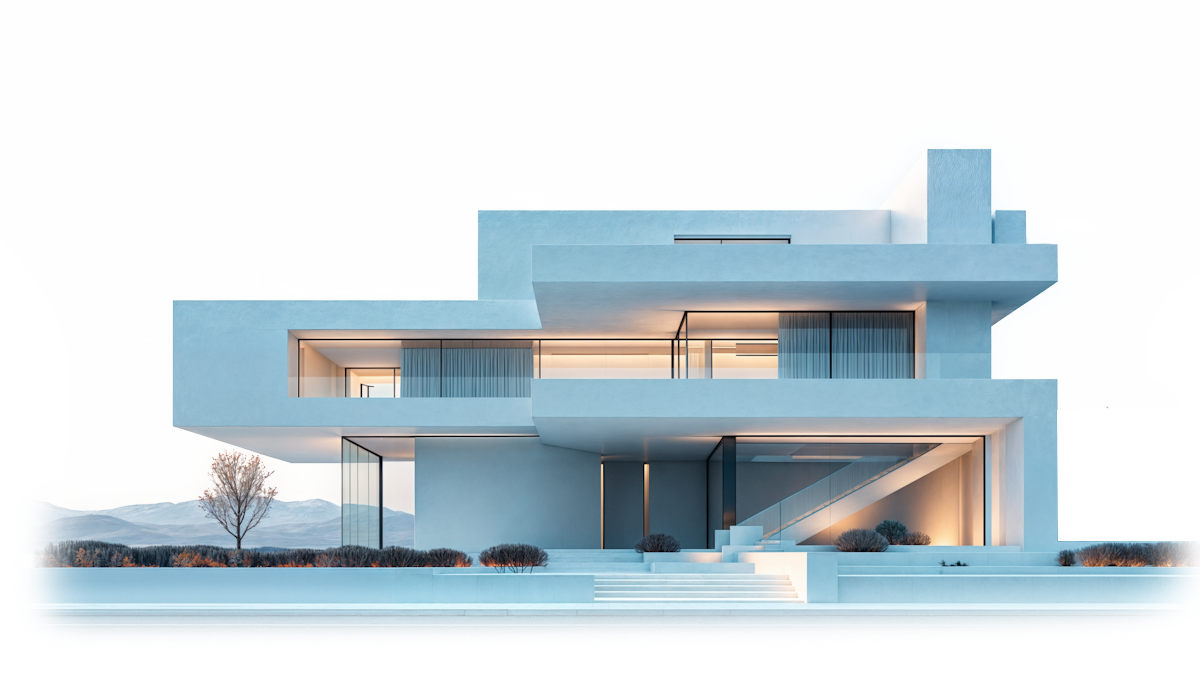 Modern architectural home at dusk